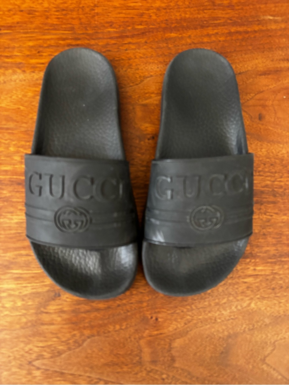 Gucci Black Logo Rubber Slide Sandals Small (35) 5 - Picture 1 of 13